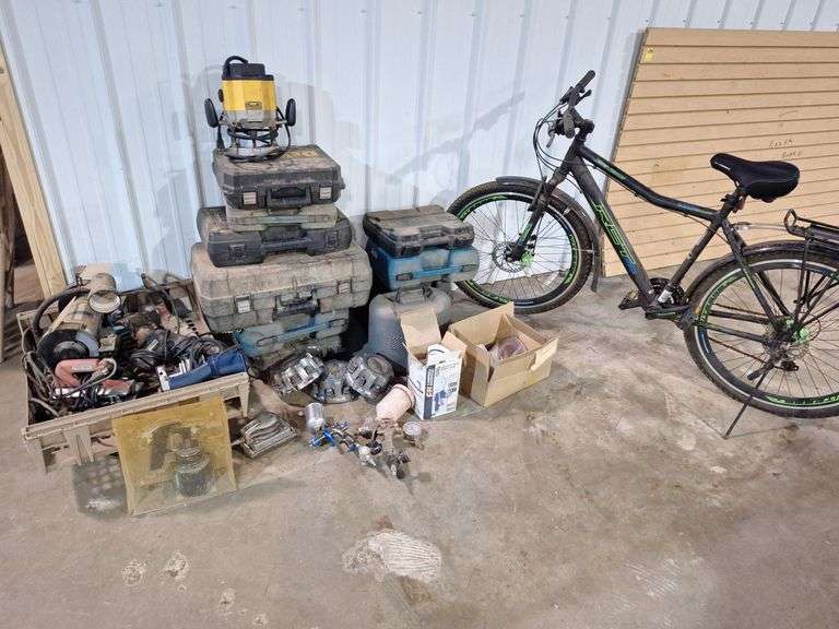 Tool Cases with various tools inside ,Tools that do not run,Bike & Spray Guns