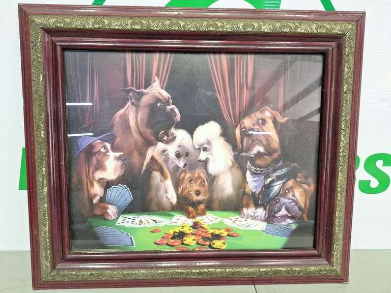 Poker Playing Dogs & Frame Picture