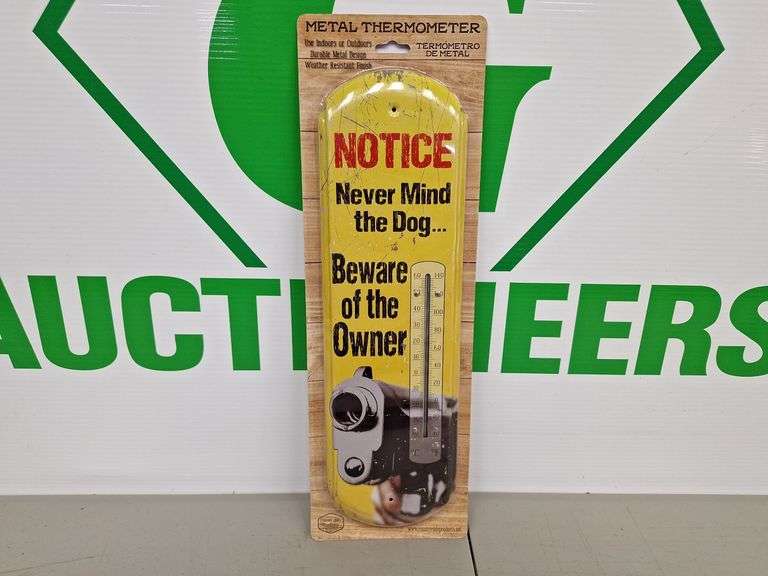 Metal Beware of Owner Thermometer
