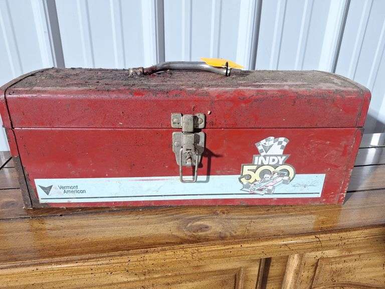 Red Metal Toolbox & Tools
