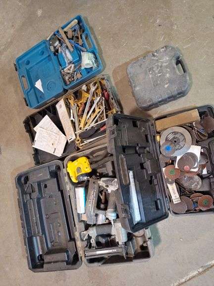 Tool Cases with various tools inside ,Tools that do not run,Bike & Spray Guns