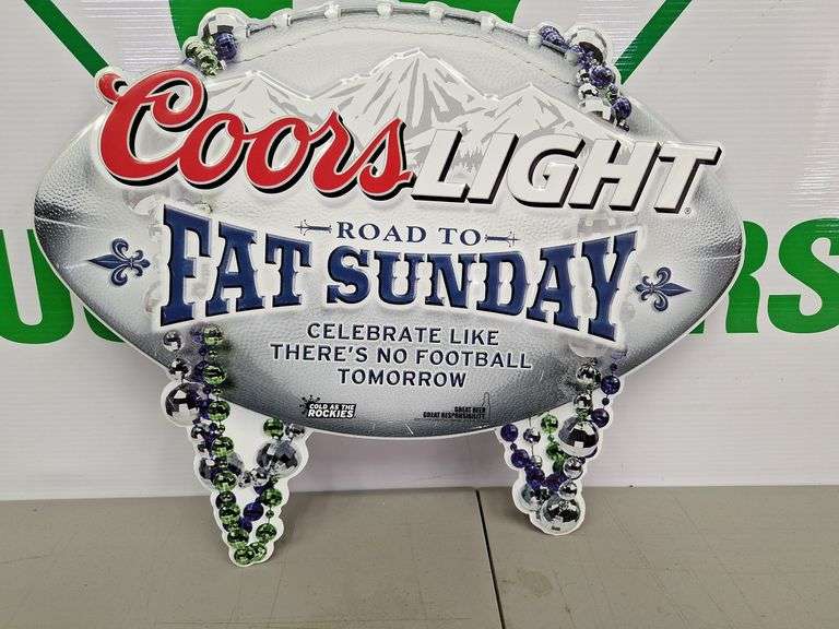 Metal Coors Light Fat Sunday Sign