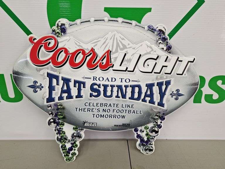 Metal Coors Light Fat Sunday Sign