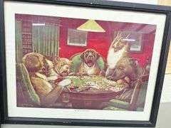 (3) Poker Playing Dog Pictures & Frames
