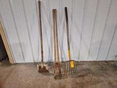 Yard Tool Lot Pitch Fork-- Post Diggers-- Shovel