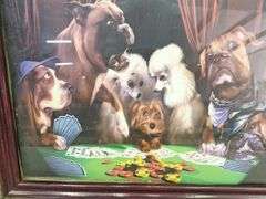 Poker Playing Dogs & Frame Picture