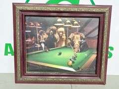 Pool Shooting Dogs & Frame Picture