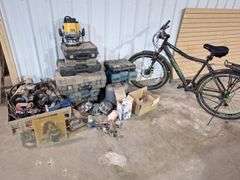 Tool Cases with various tools inside ,Tools that do not run,Bike & Spray Guns