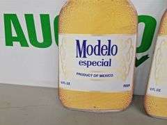 (2) Metal Modelo Especial Bottle Shape Signs