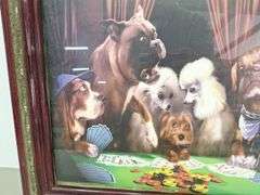 Poker Playing Dogs & Frame Picture
