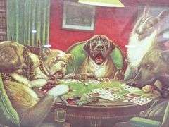 (3) Poker Playing Dog Pictures & Frames