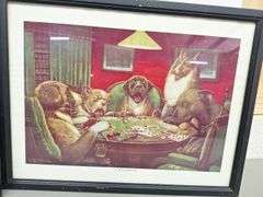 (3) Poker Playing Dog Pictures & Frames