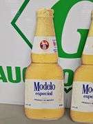 (2) Metal Modelo Especial Bottle Shape Signs