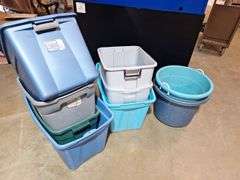 (8) Totes & (2) Round Tubes all one money (no lids)