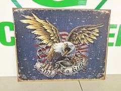 Metal Live to Ride Sign