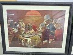 (3) Poker Playing Dog Pictures & Frames