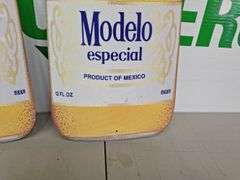 (2) Metal Modelo Especial Bottle Shape Signs