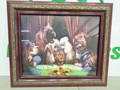 Poker Playing Dogs & Frame Picture
