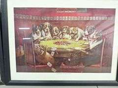 (3) Poker Playing Dog Pictures & Frames