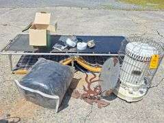 Coleman Lantern -- Coleman Sleeping Bag -- Cot -- White  Kerosene Heater all one money