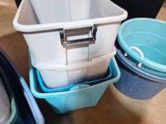 (8) Totes & (2) Round Tubes all one money (no lids)