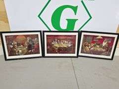 (3) Poker Playing Dog Pictures & Frames