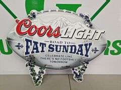 Metal Coors Light Fat Sunday Sign