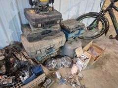Tool Cases with various tools inside ,Tools that do not run,Bike & Spray Guns