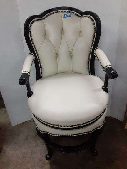 White Faux Leather Tall Auto Return Swivel Chair