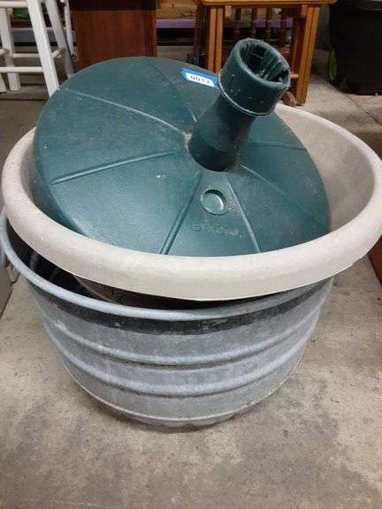 Galvanized Metal Tub, Flower Pot, and Umbrella Stand