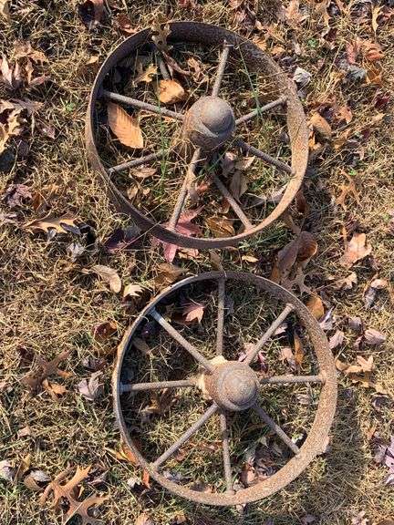 (2) Antique Metal Wheels