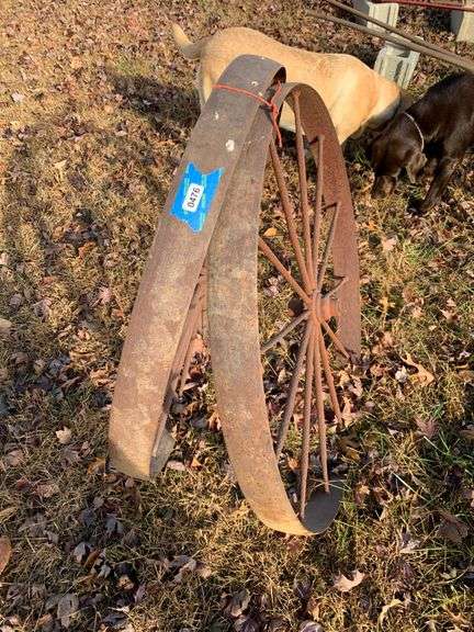 Pair of Antique Metal Wagon Wheels