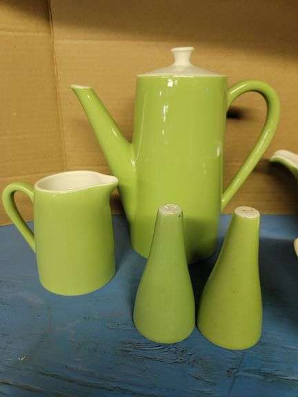Assorted Pottery Pieces: Coffee Pot, Salt & Pepper, 2 Bowls & Creamer