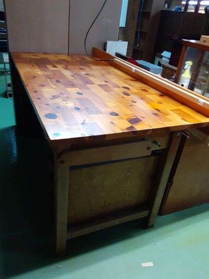 Wood Work Bench w/ Butcher Block Top