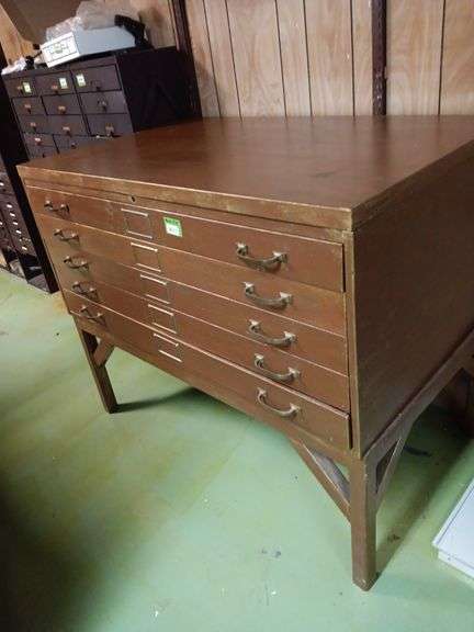 5 Drawer Steel Map Cabinet w/ Stand