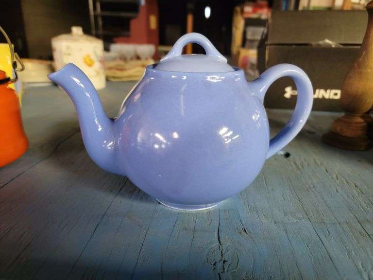 (2) Tea Pots-Blue Lipton Tea & Orange Porcelain