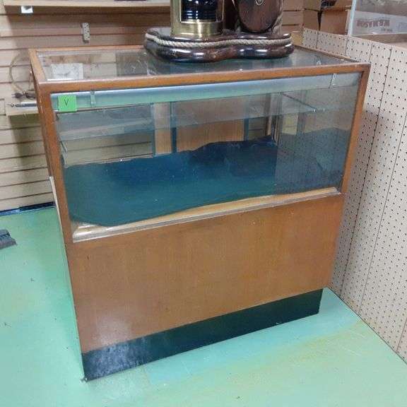 Lighted Wood & Glass Display Cabinet