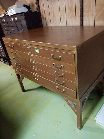 5 Drawer Steel Map Cabinet w/ Stand