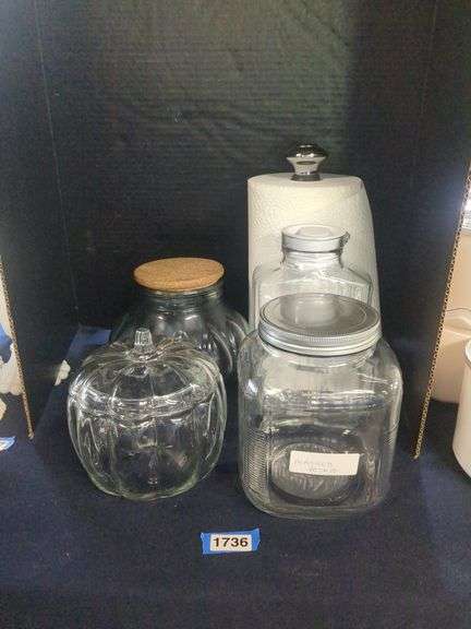 Paper Towel Holder, Pitcher, and Lidded Jars