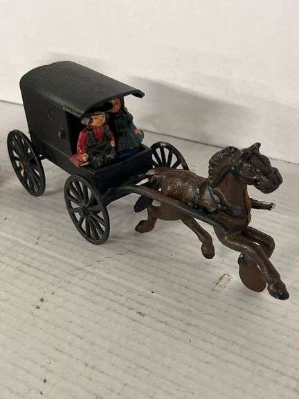 Cast Iron Horse and Cart, and Figure