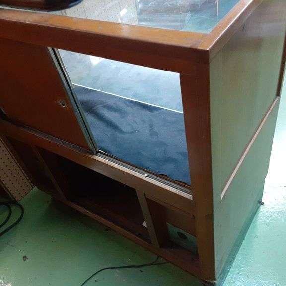 Lighted Wood & Glass Display Cabinet