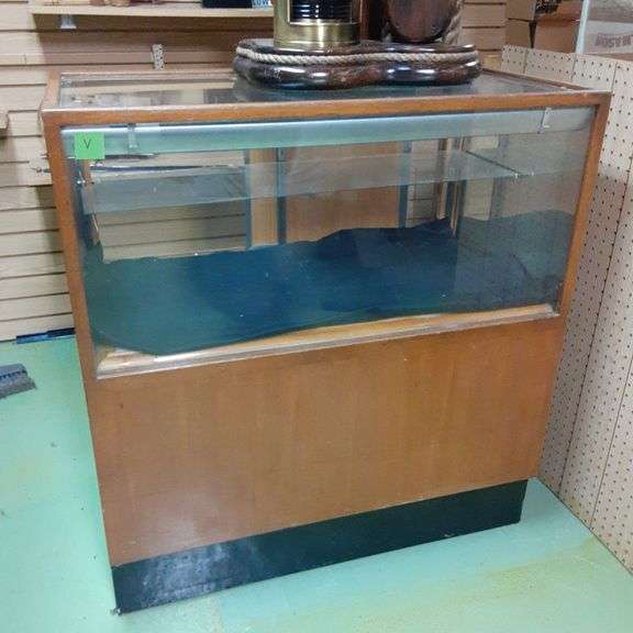 Lighted Wood & Glass Display Cabinet