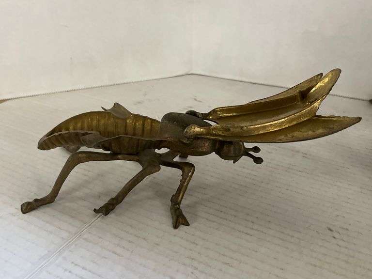 Brass Fly Ashtray, Brass Flower Candle Sticks, and More