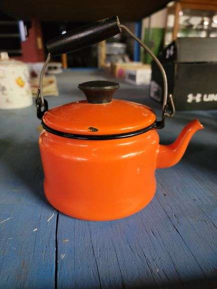 (2) Tea Pots-Blue Lipton Tea & Orange Porcelain