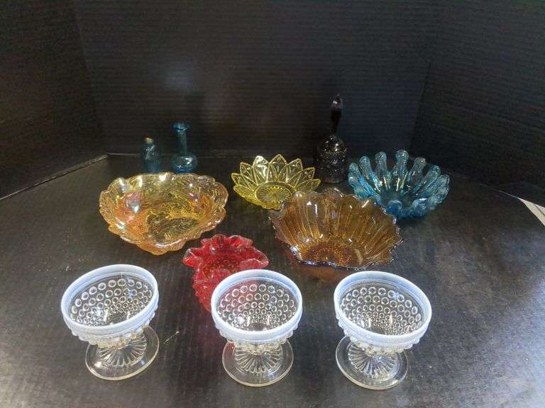 Opalescent Hobnail Custard Dishes, Candy Bowls, and More