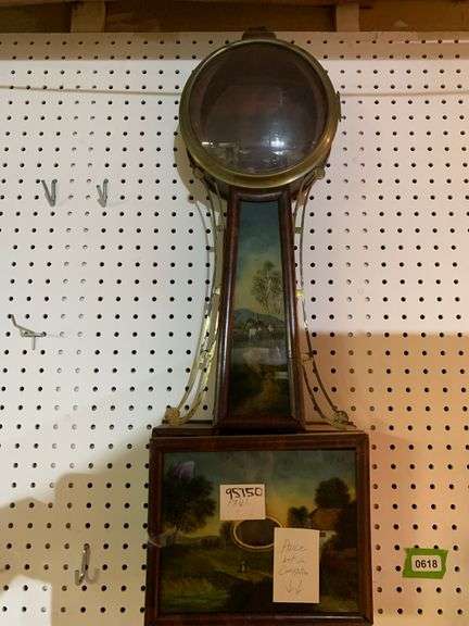 Antique Wall Banjo Wall Clock & Waltham 31 Day Chime Wall Clock (Untested)