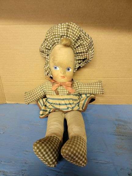(3) Dolls: Antique/Vintage. Golliwog Doll, Black Mammie Doll & Fabric Face Doll
