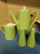 Assorted Pottery Pieces: Coffee Pot, Salt & Pepper, 2 Bowls & Creamer
