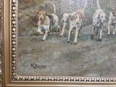 Framed Foxhunting Print, (2) Lenticular Prints & Antique Clock Print (As-Is)