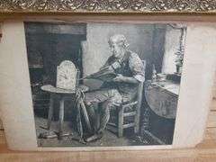 Framed Foxhunting Print, (2) Lenticular Prints & Antique Clock Print (As-Is)